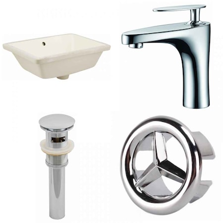 American Imaginations 18.25" W CUPC Rectangle Undermount Sink Set In Biscuit, Chrome Hardware, Overflow Drain Incl. AI-25942